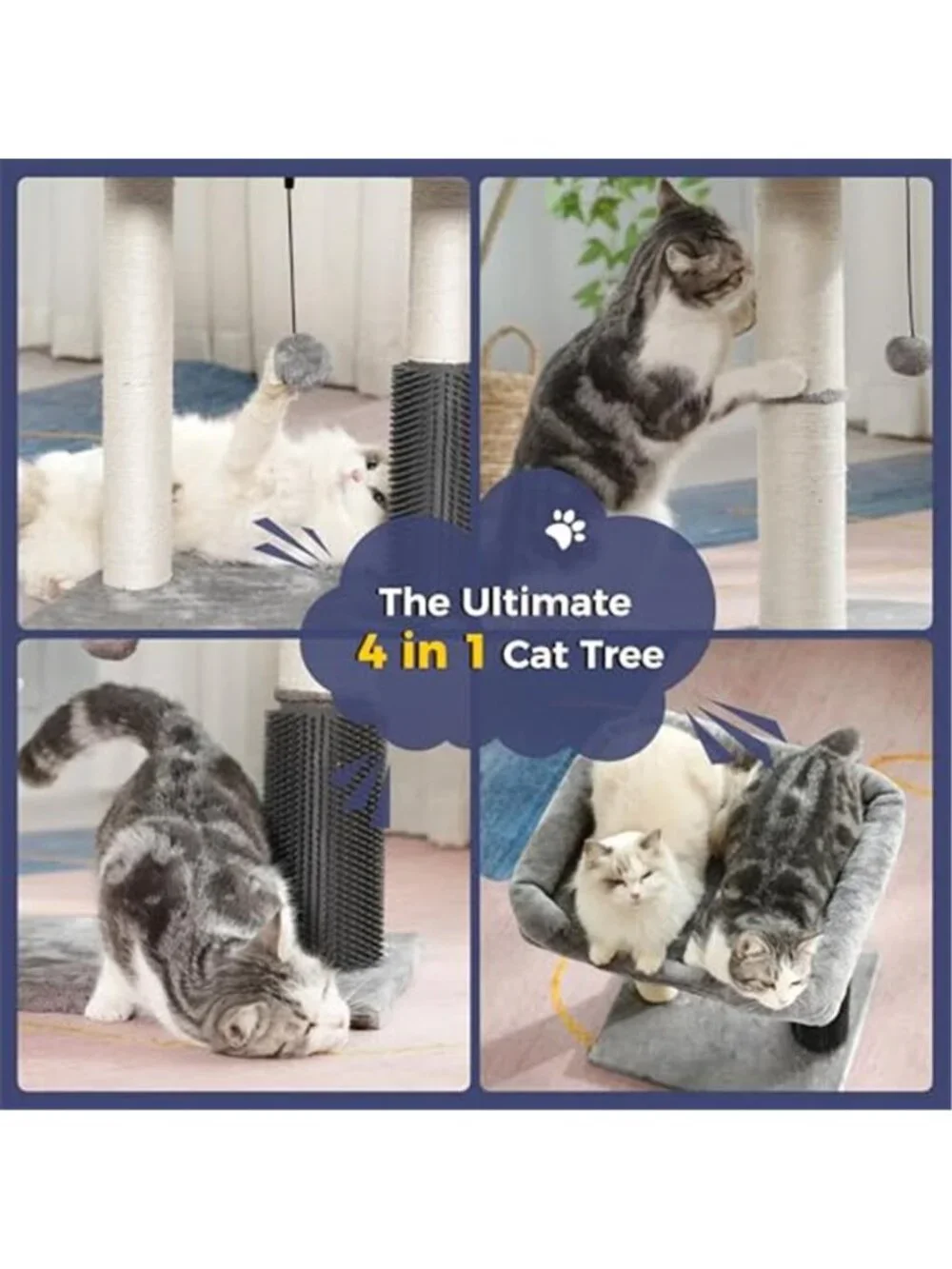 Cat Scratching Post Tree Condo Bed Sisal Scratch Climber Plush Interactive Toy